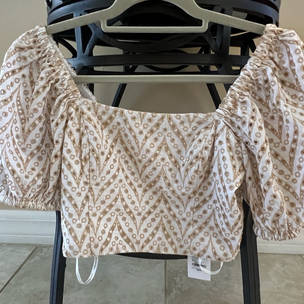 NWT Lilly Pulitzer Cream and Tan Patterned Blouse